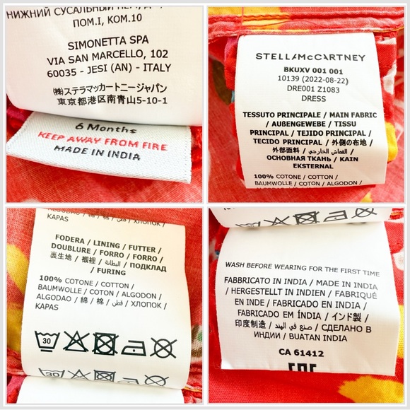 NEW! STELLA MCCARTNEY Palm Tree Organic Summer Dress Baby Girls Sz 6 Months Red - Picture 12 of 15